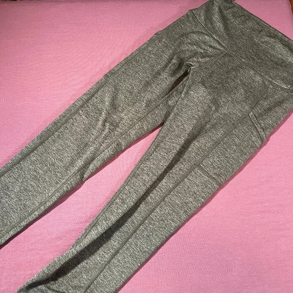Aerie Chill Play Move Heathered Green Warm Legging with Pockets - Size Small